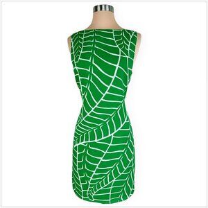 Susana Monaco Green White Palm Print Pattern Sheath Dress Summer 4